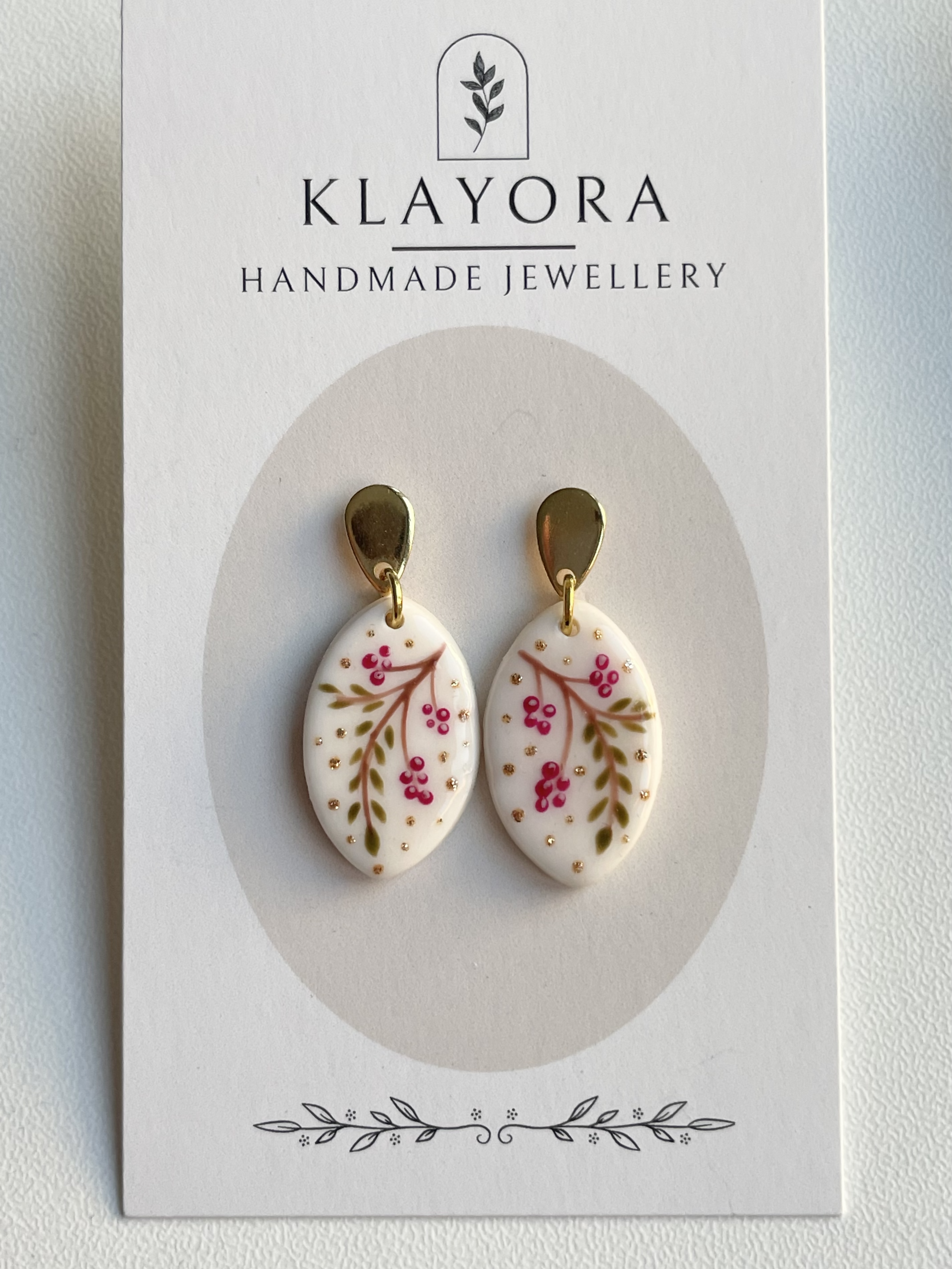 Christmas Polymer Clay Earrings With Gold Plated Fastenings