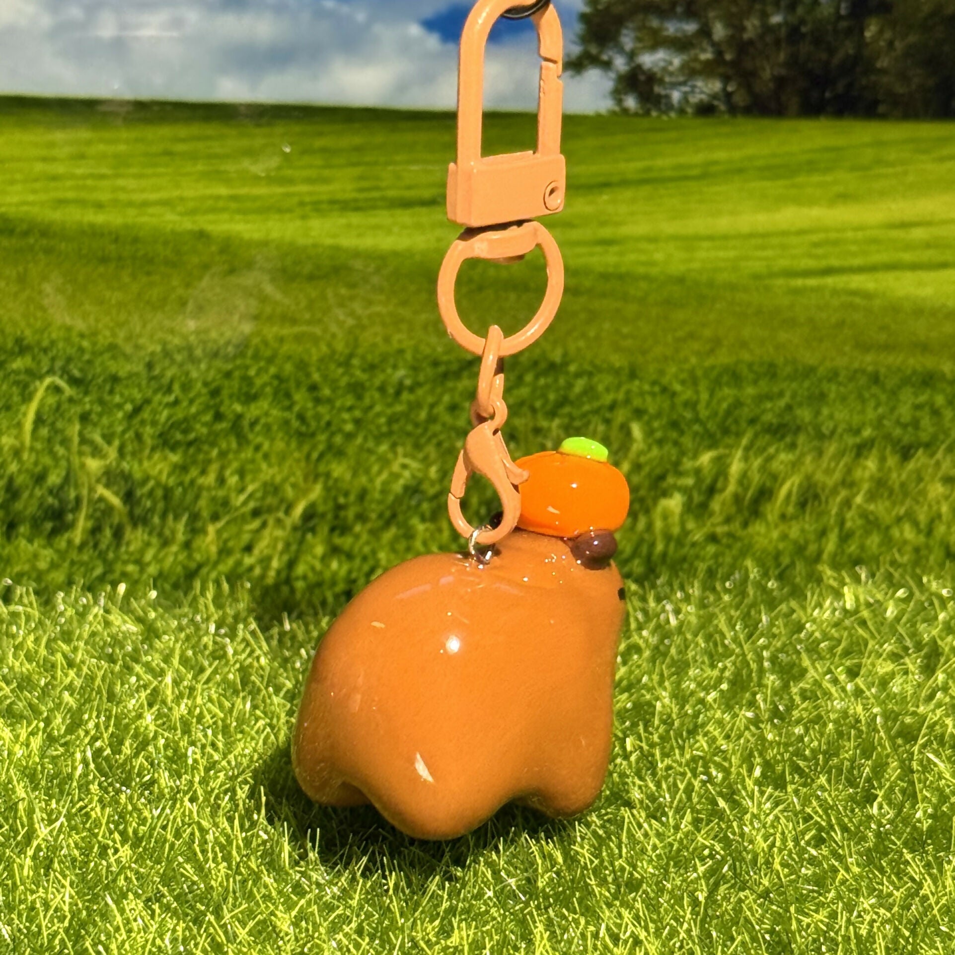 Capybara with Orange Keychain