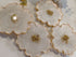 GOLD HANDLE SERVING TRAY HANDMADE FLOWER SET WITH COASTERS