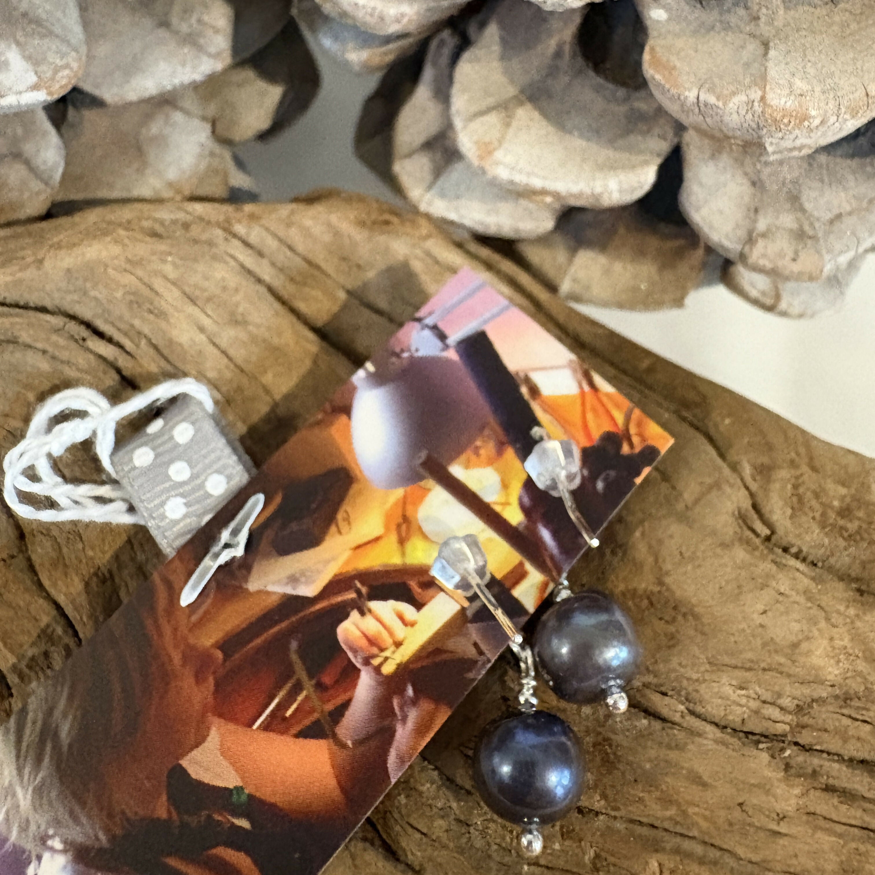 Freshwater Navy Pearl Drop Earrings