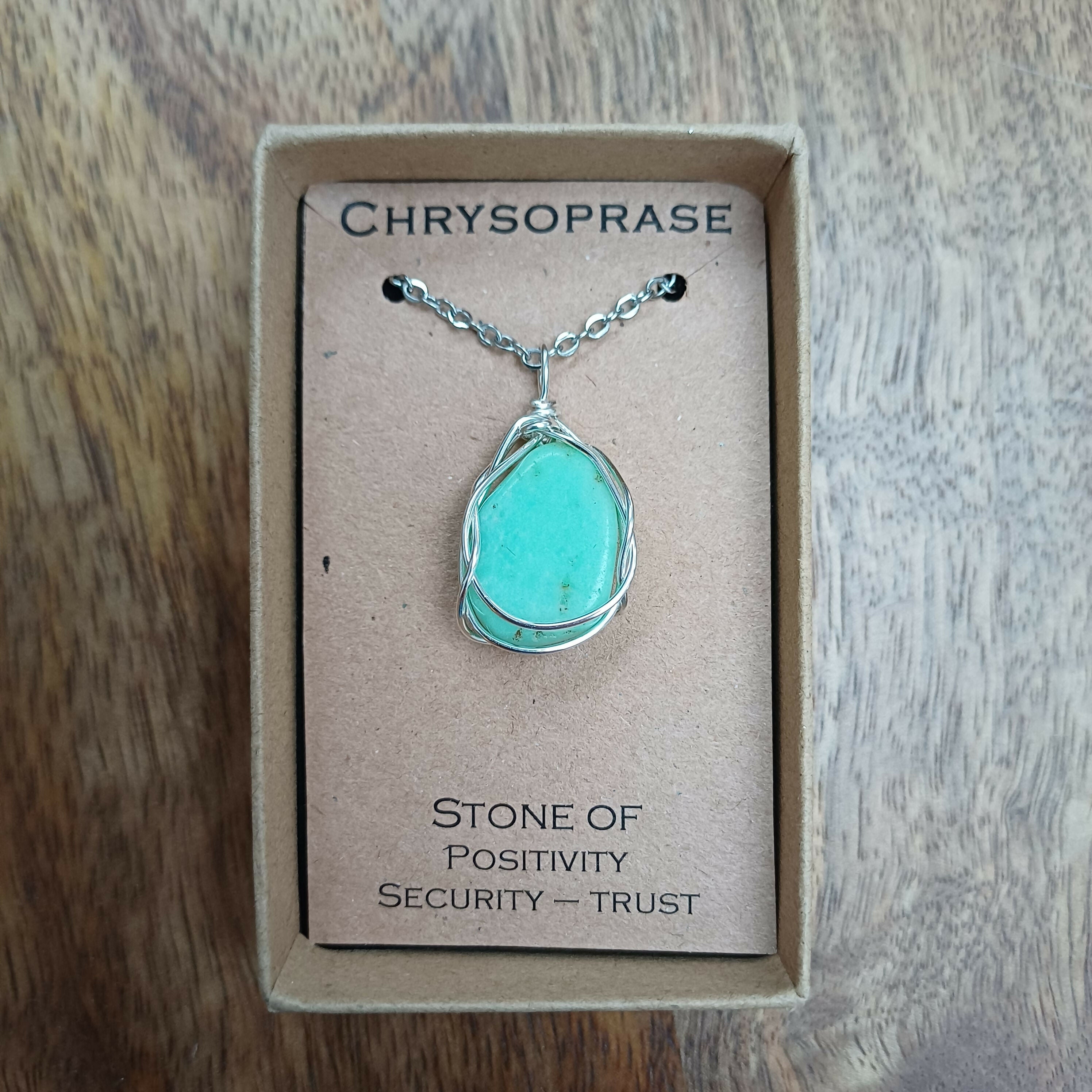 Chrysoprase Wire Wrapped Pendant