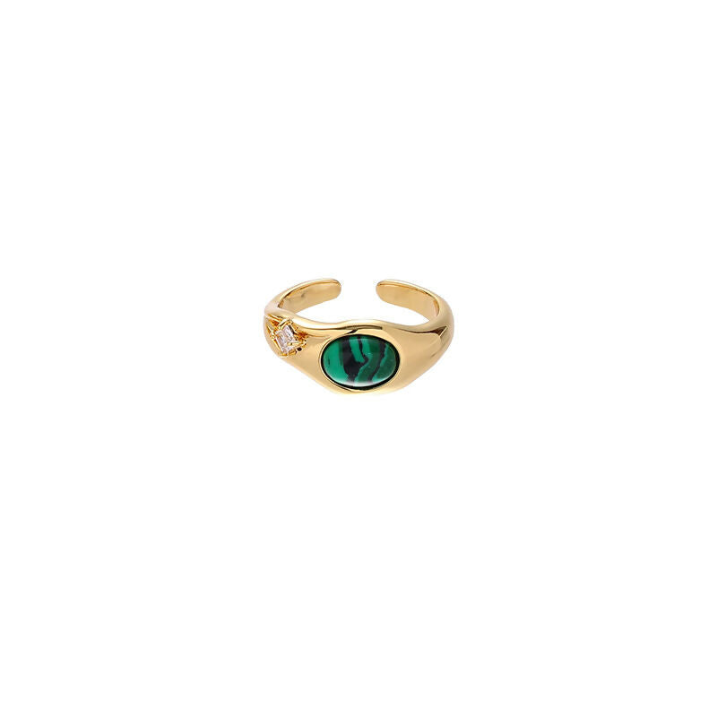 Stone Gold Ring | Elegant Malachite Design | Art & Soul