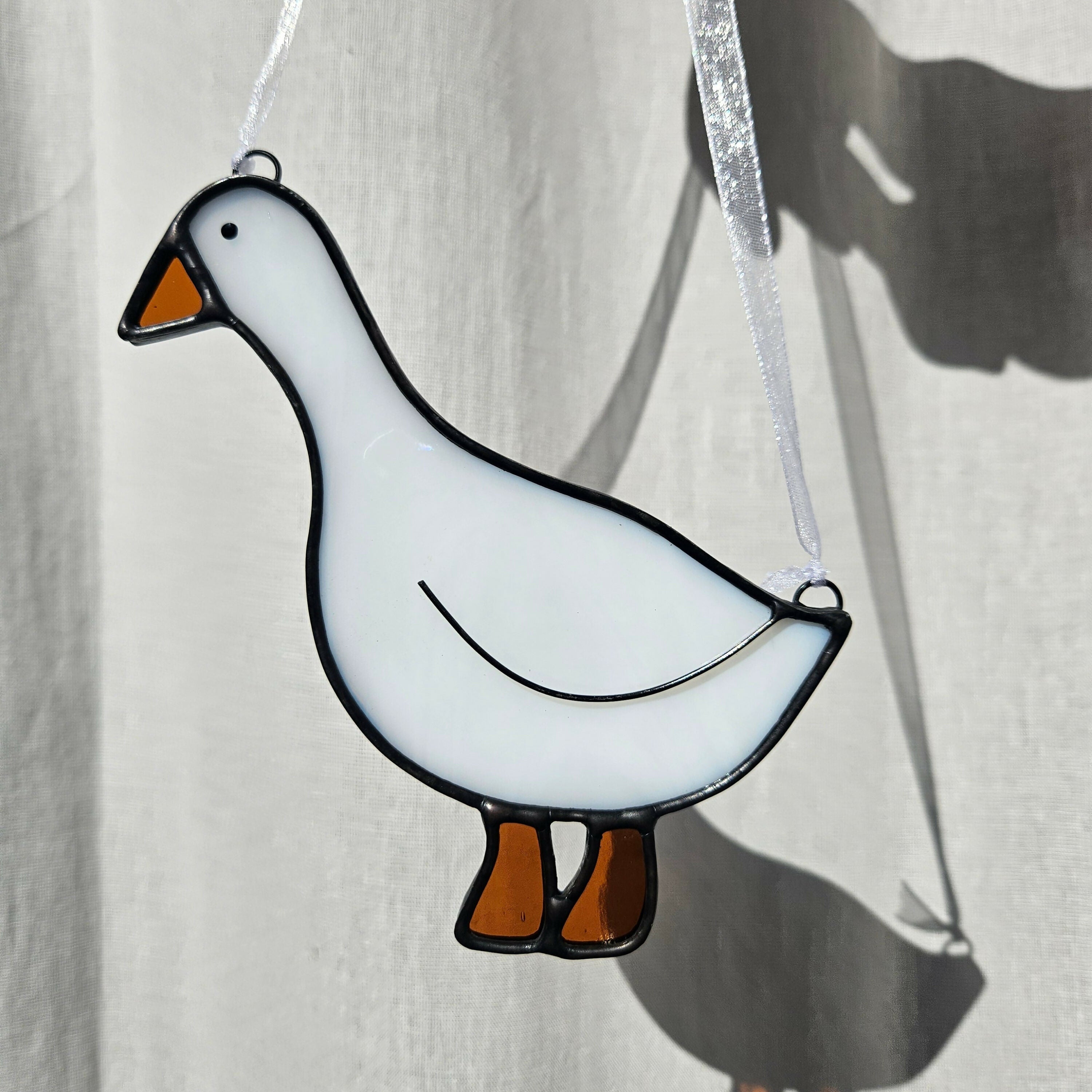 White Goose Stained Glass Decoration