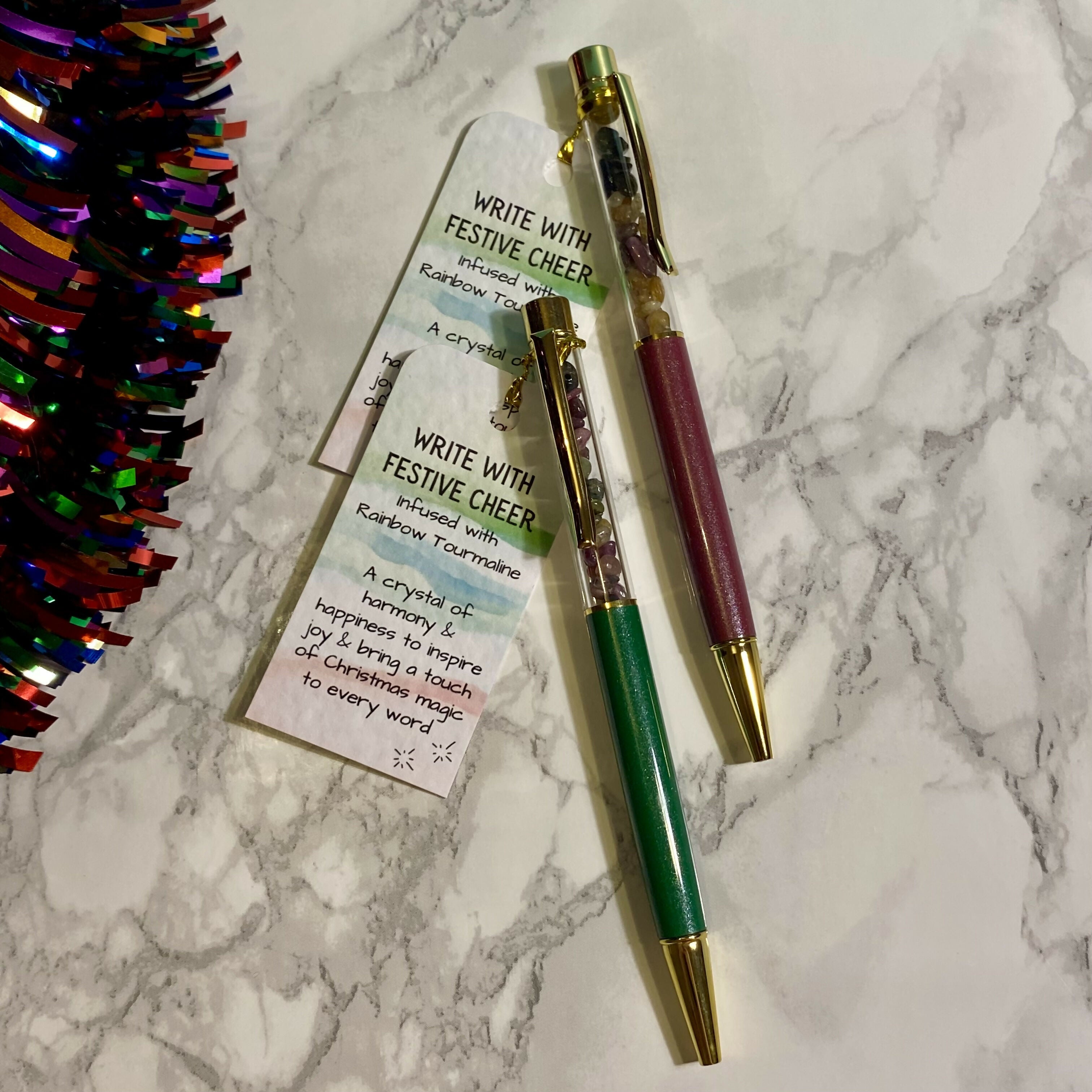 Festive Edition Crystal Infused Pen - Merry & Bright (Rainbow Tourmaline)