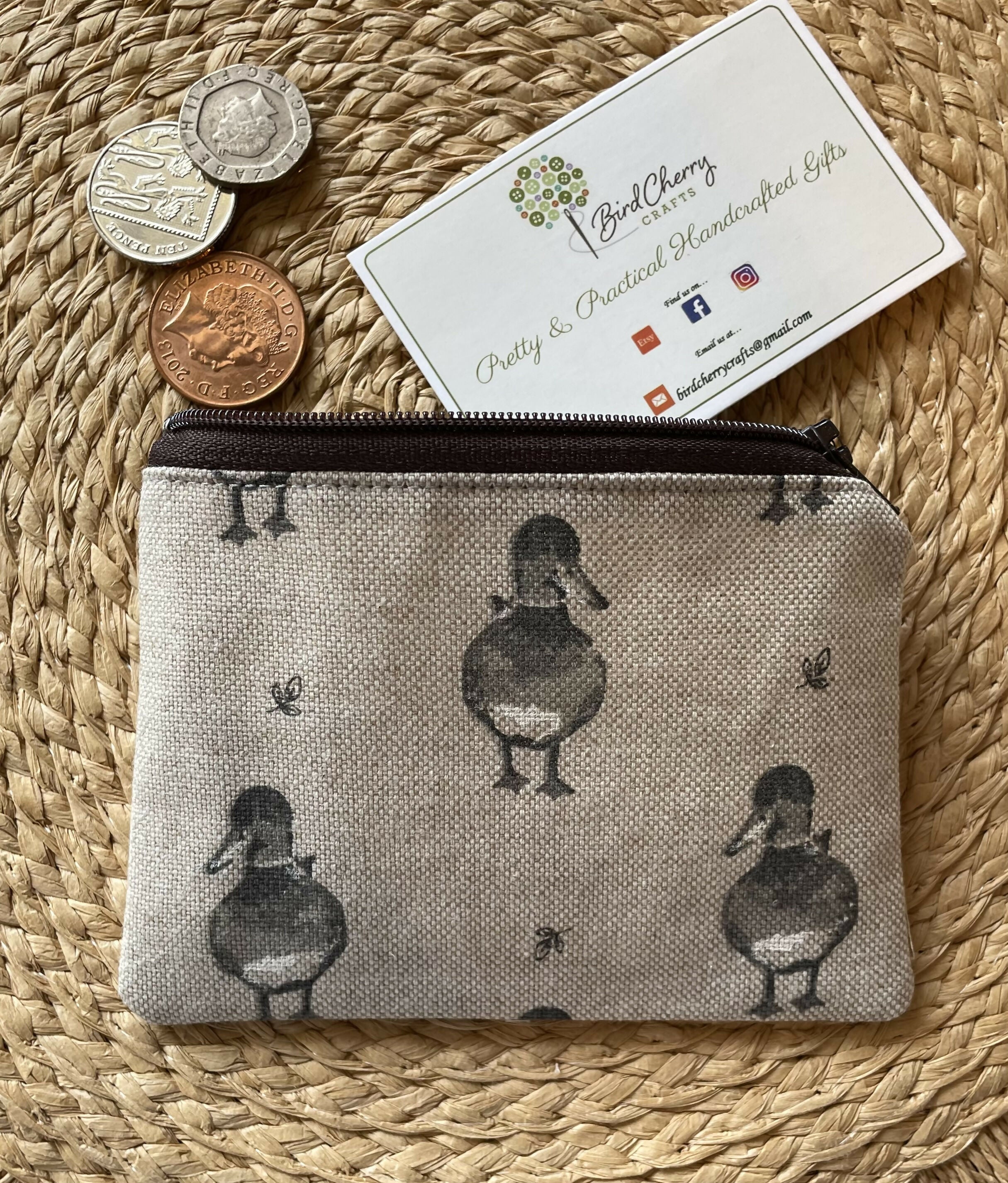 Duck Print Zipped Coin Purse