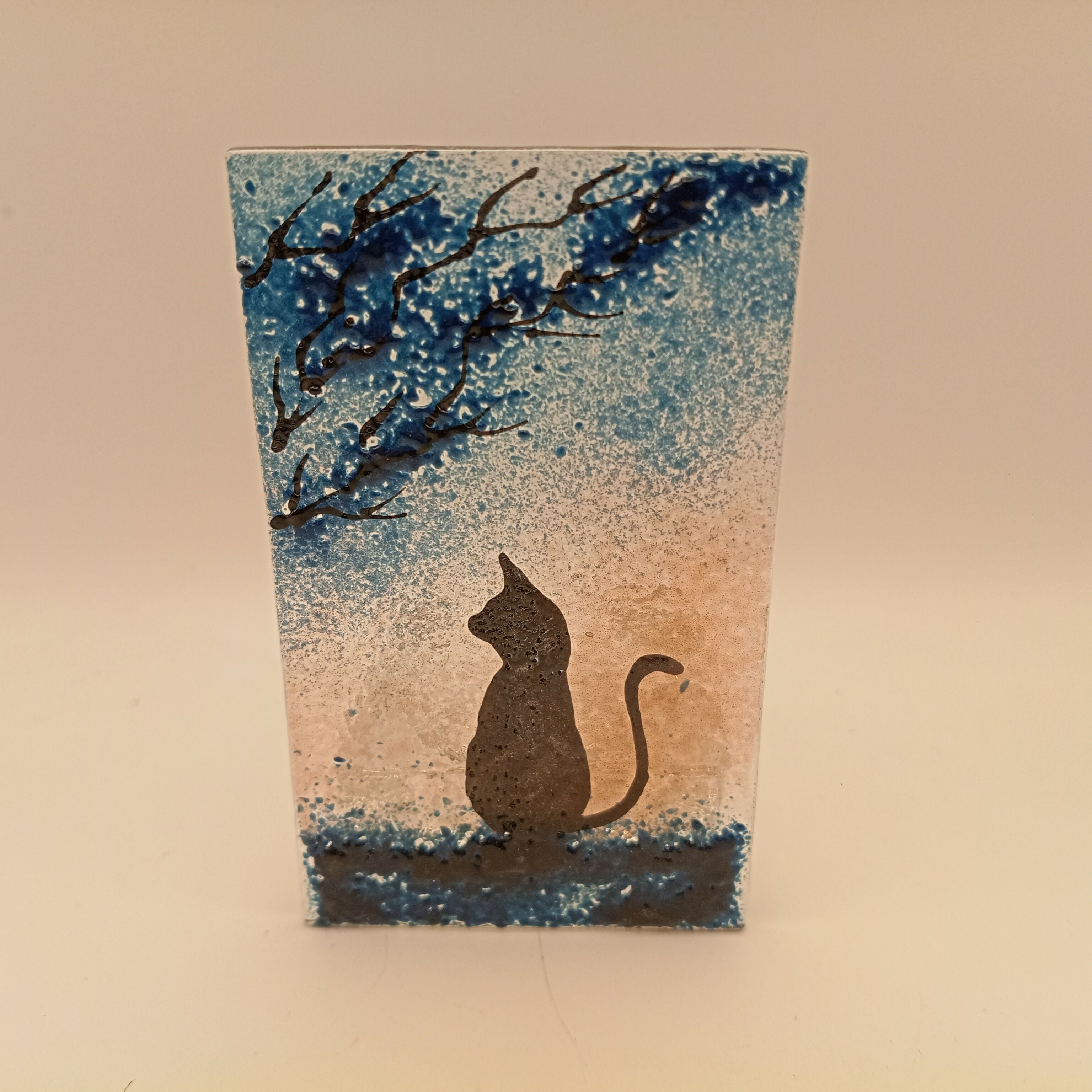 Fused Glass Cat Tealight