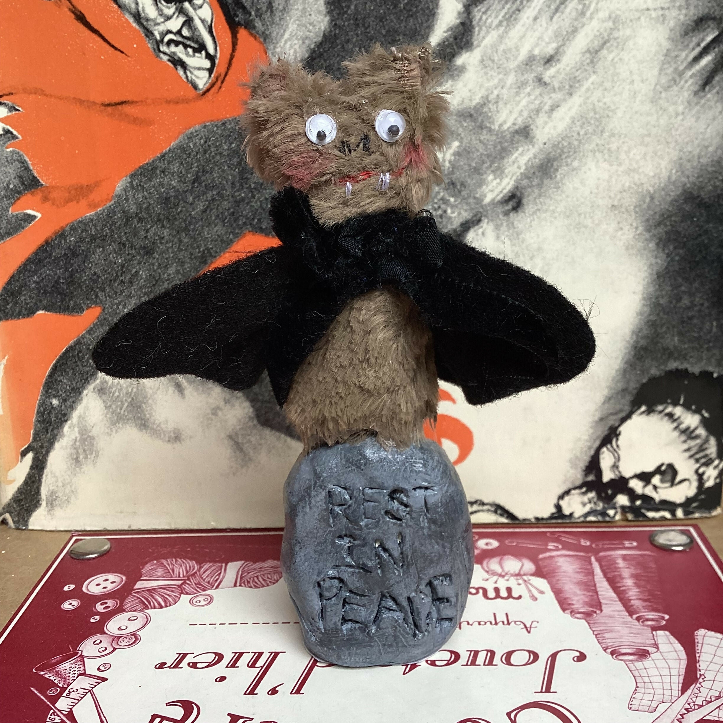 Bat On Gravestone Ornament