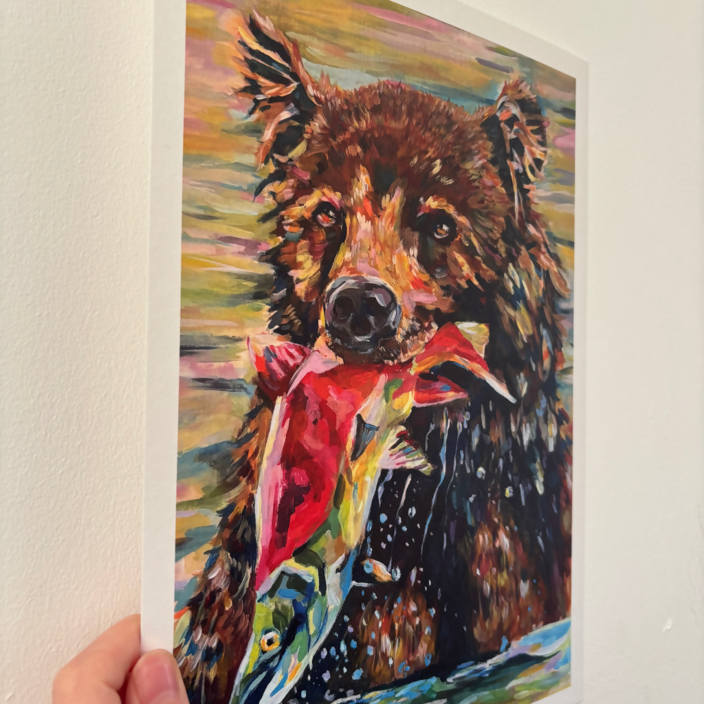 A4 Bear Salmon Print