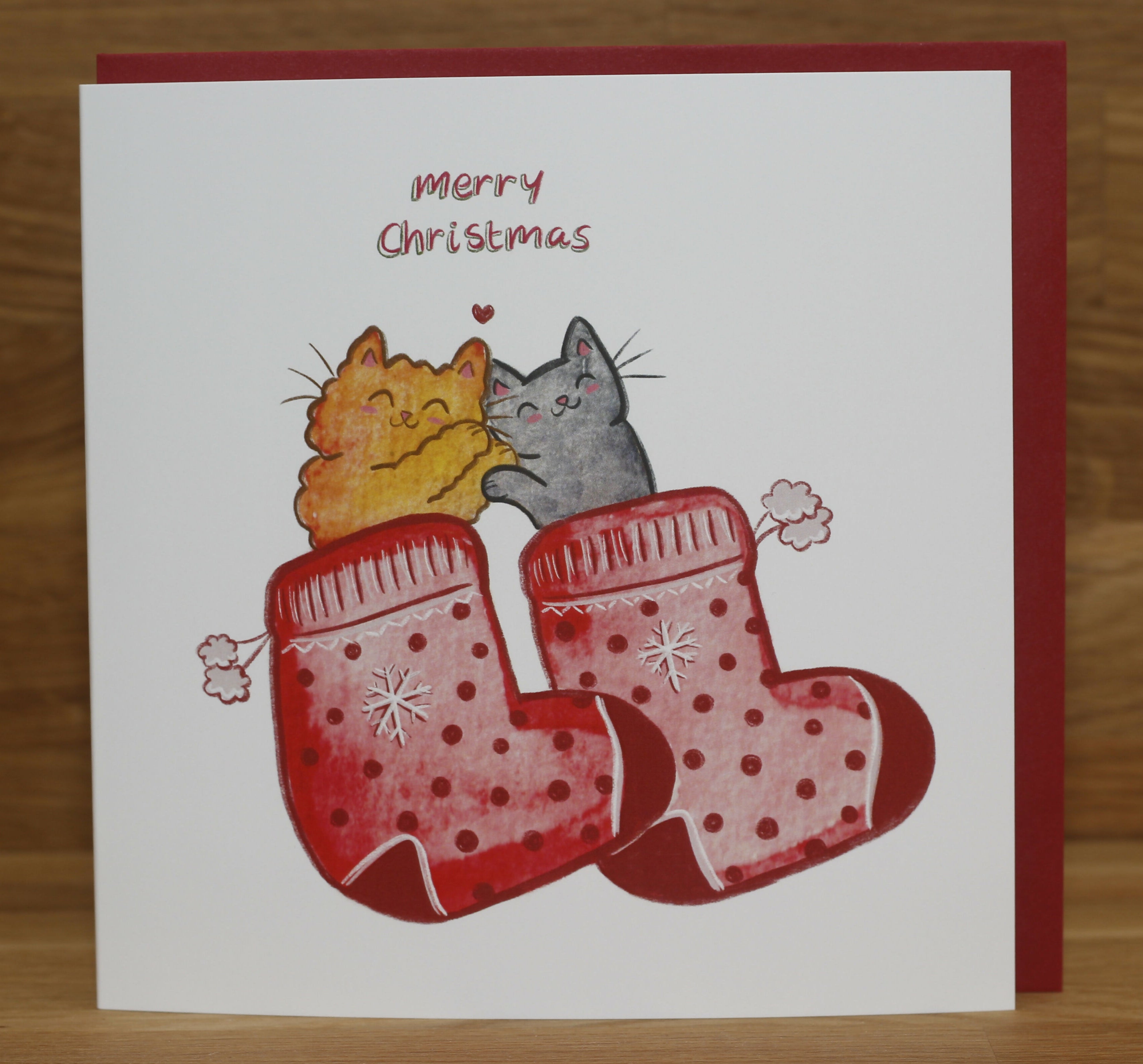 Christmas Stockings With Cats Greeting Card