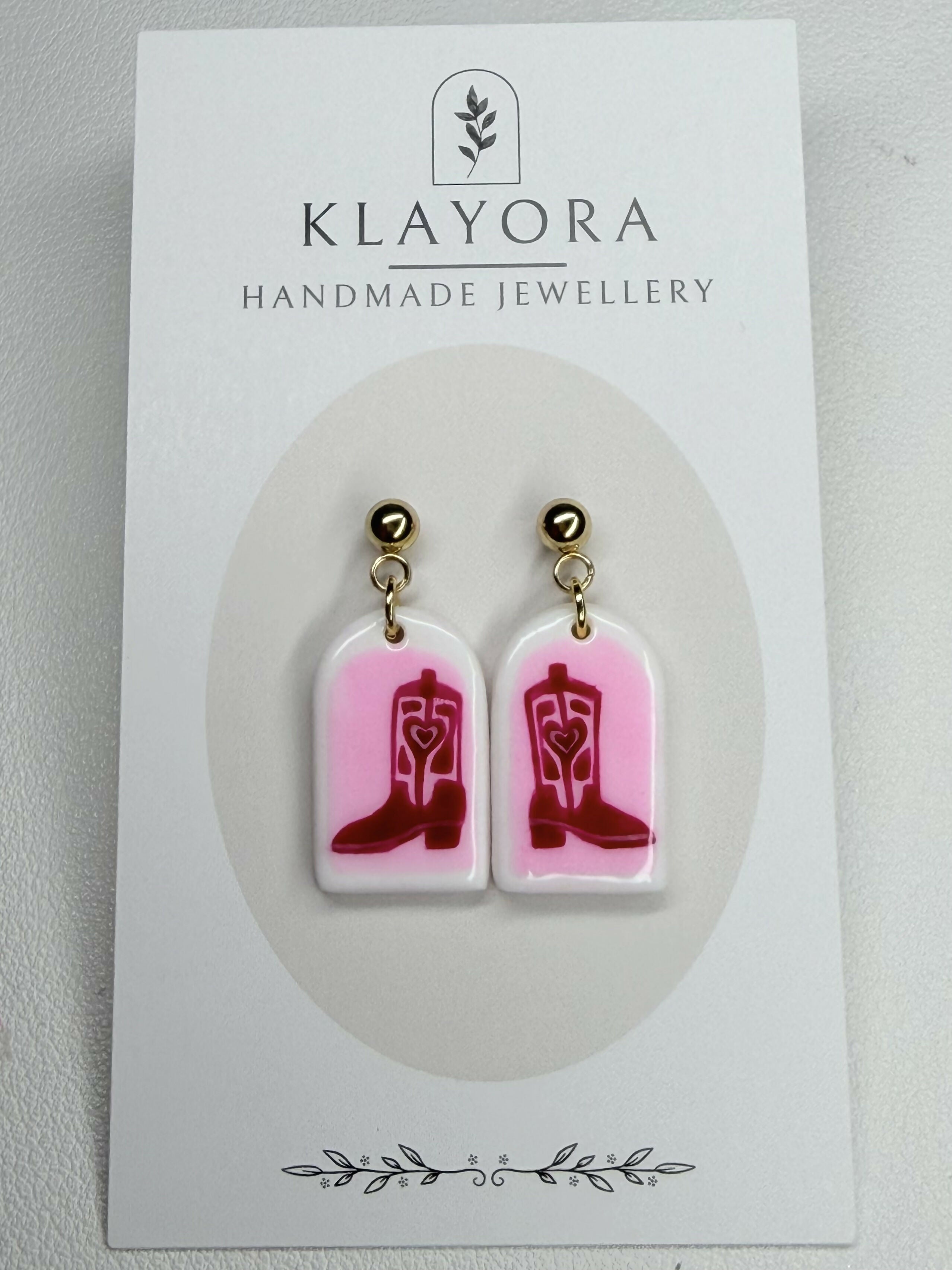 Polymer Clay Earrings With Gold Plated Fastenings