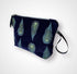 Navy Blue Peacock Feathers Velvet Makeup Bag