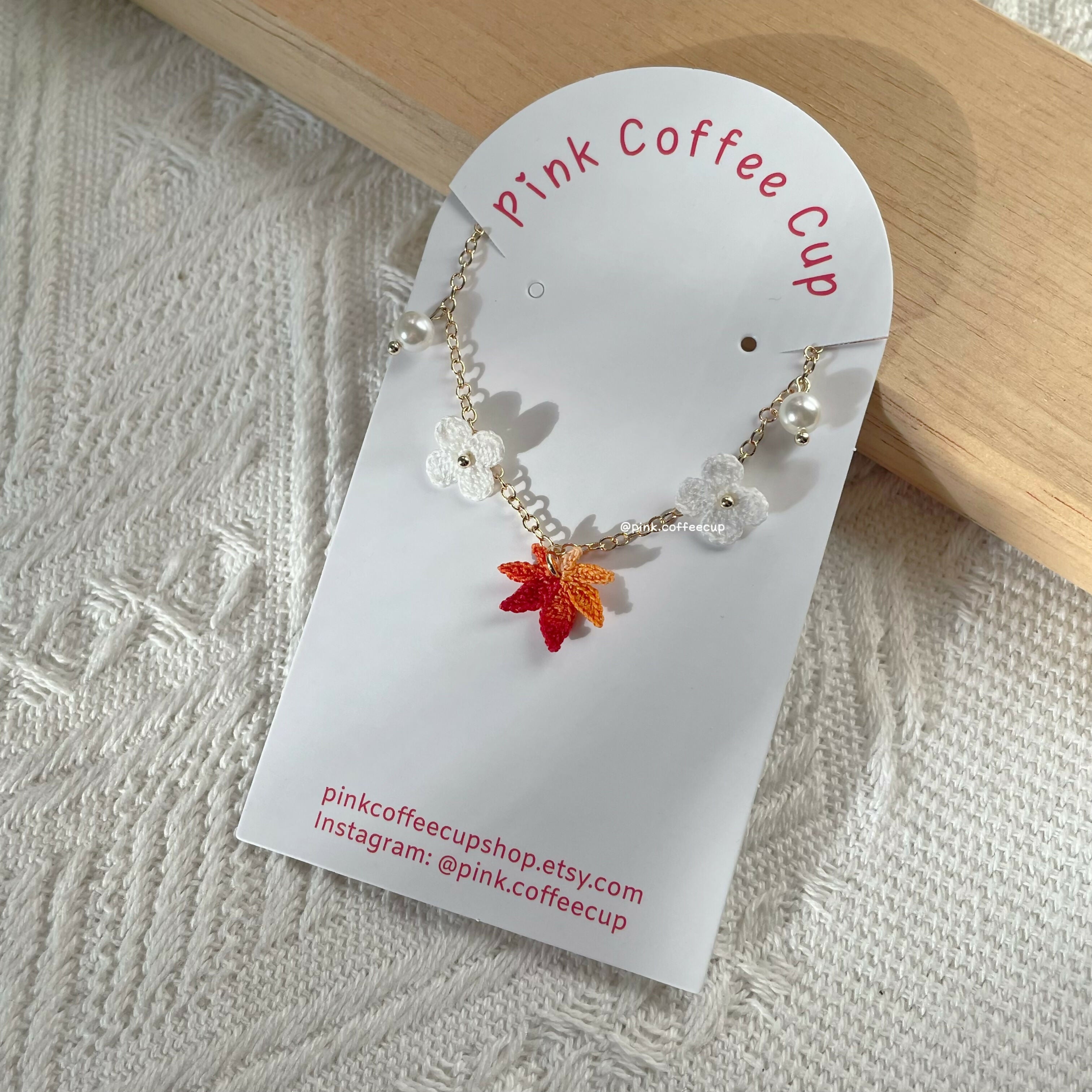 Micro Crochet Maple Leaf Bracelet