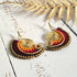 Sunset Macrame Earrings; Golden Spiral Knotted Cord Boho Red Orange Yellow Earrings