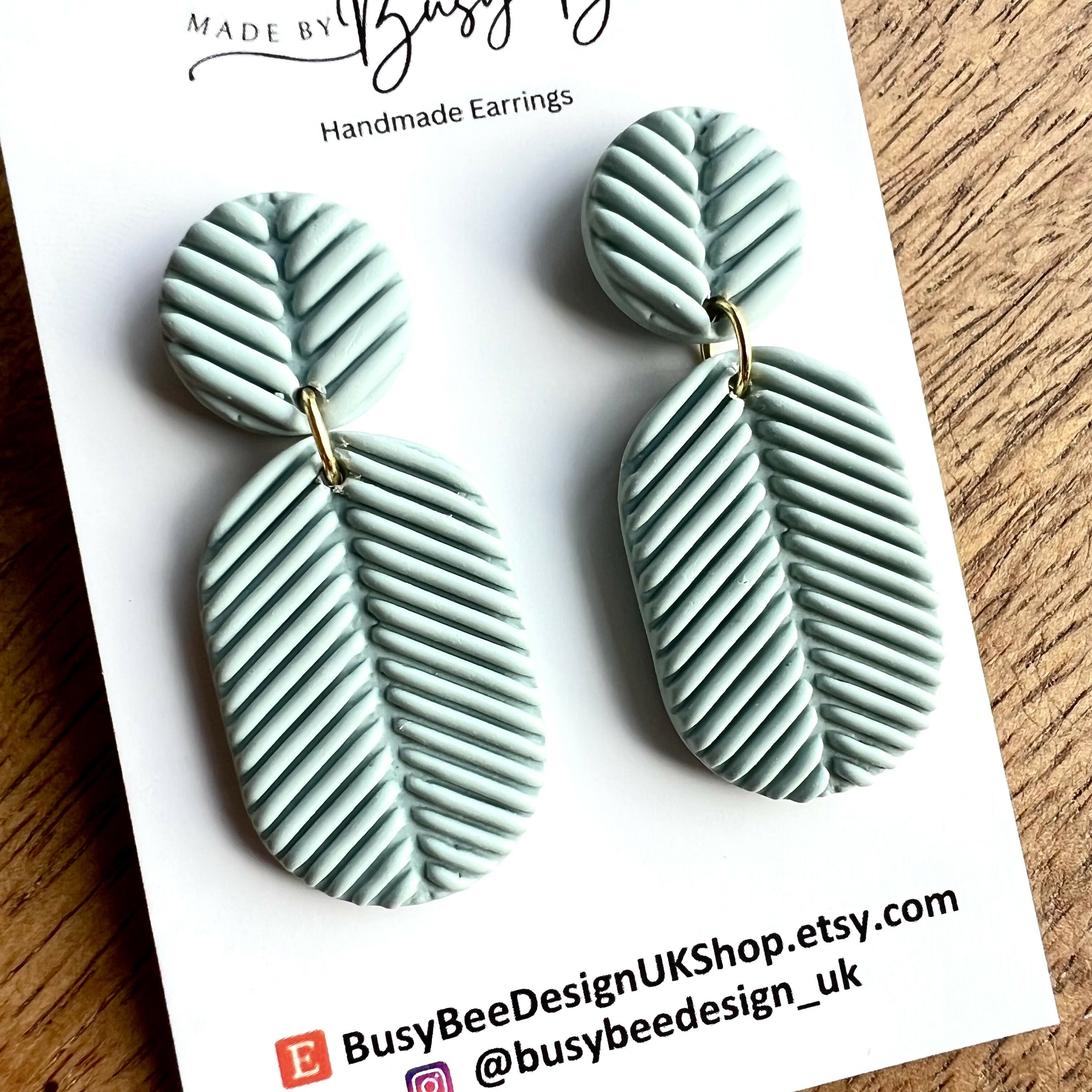 Statement Dangle Earrings – Polymer Clay Textured Earrings, Modern Geometric Earrings, Handmade Clay Jewellery