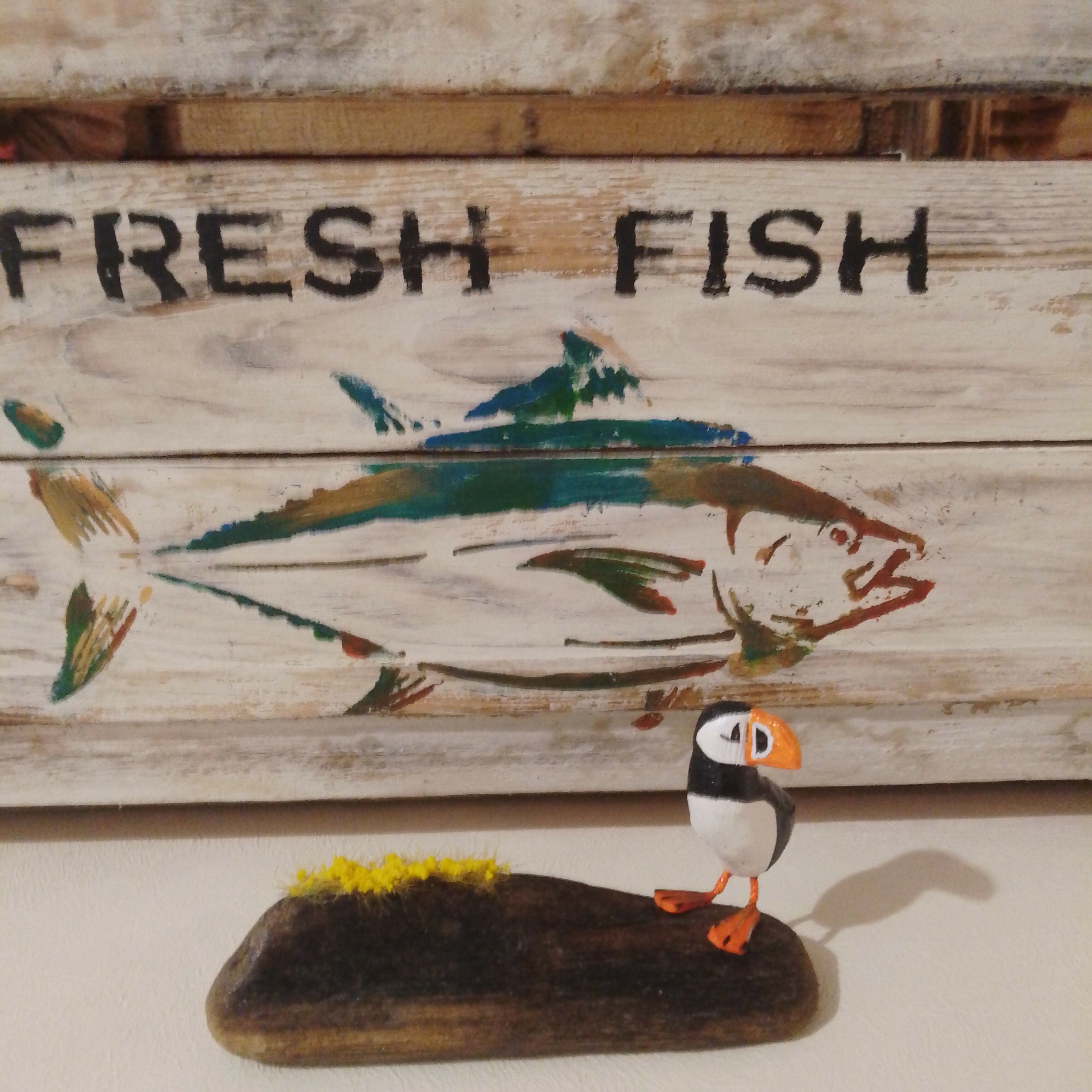 Single Puffin On Wood, With Legs