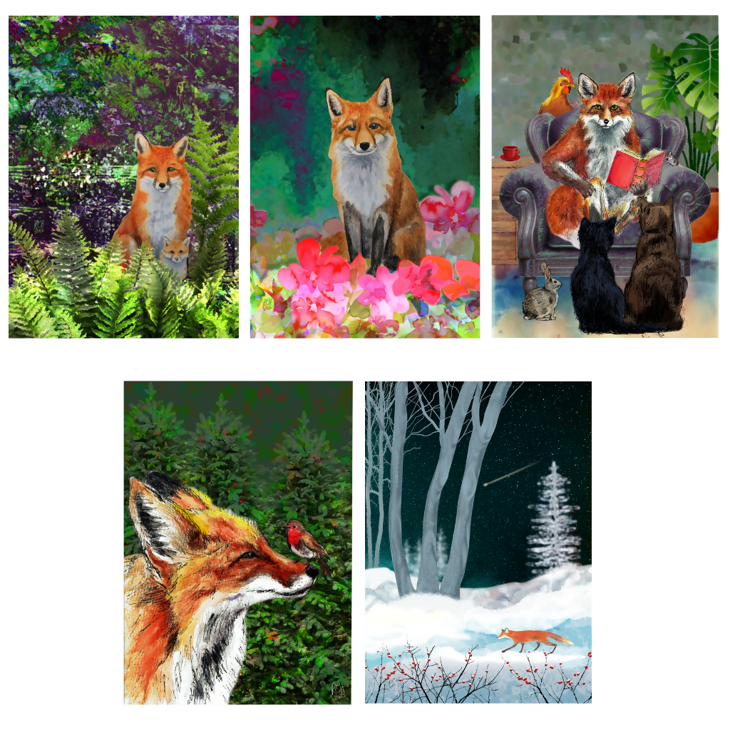 Big and Glossy Follow the Fox A5 Greeting Card
