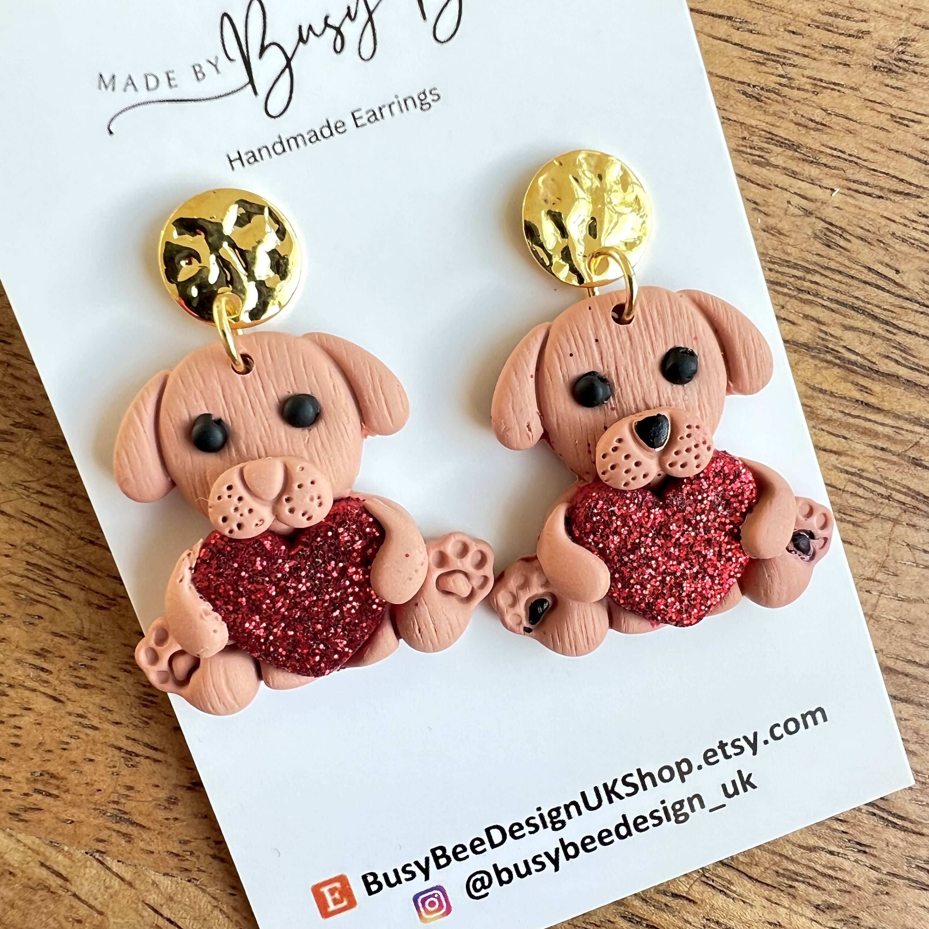 Valentines Day Dangle Earrings / Handmade Polymer Clay Jewellery