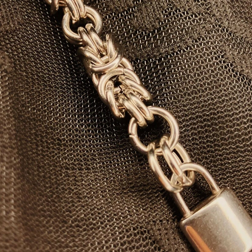 MINI PADLOCK KEYCHAIN - STAINLESS STEEL CHAINMAIL