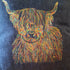 Embroidered Highland Cow Embroidered Scatter Cushion in Navy