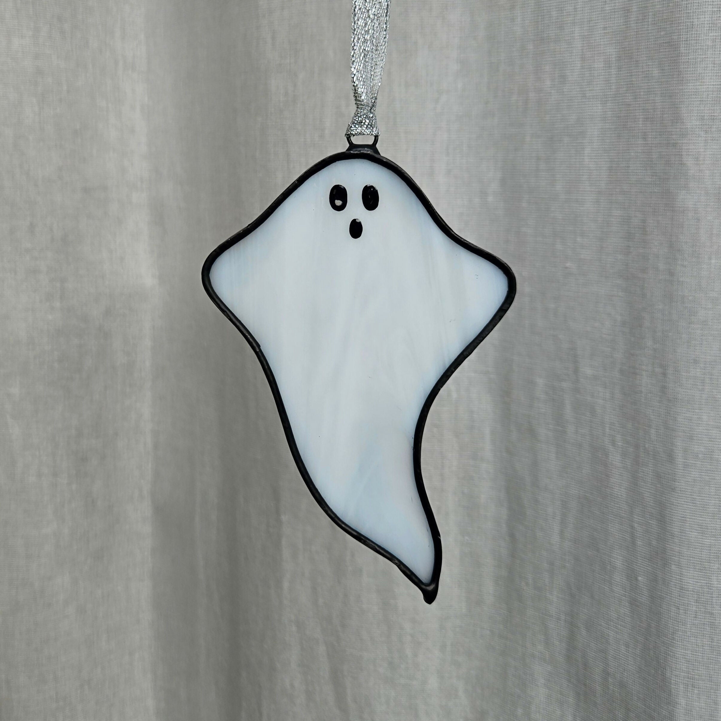 Streaky White Ghost Stained Glass Decoration