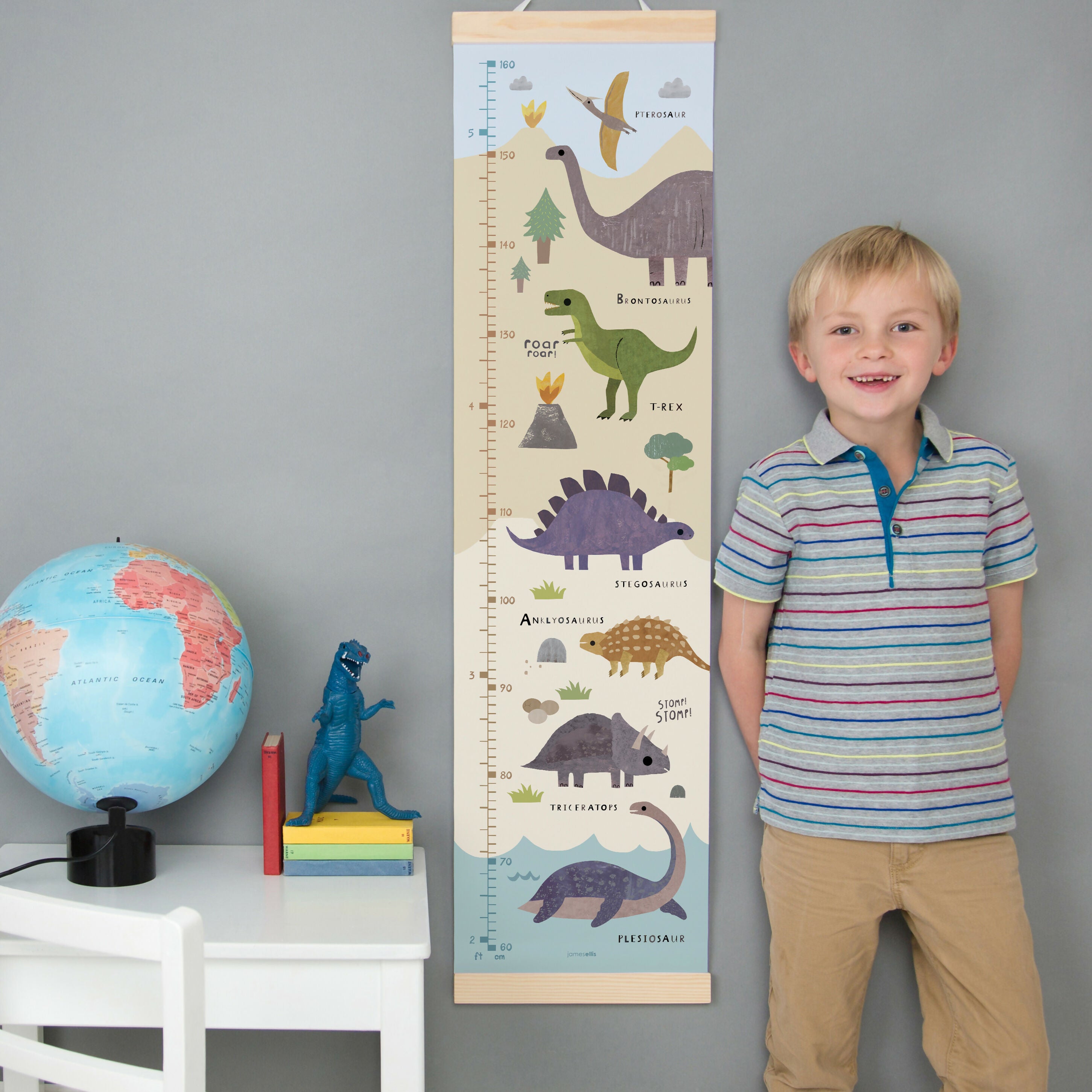 Dinosaur Landscape Canvas and Wood Height Chart