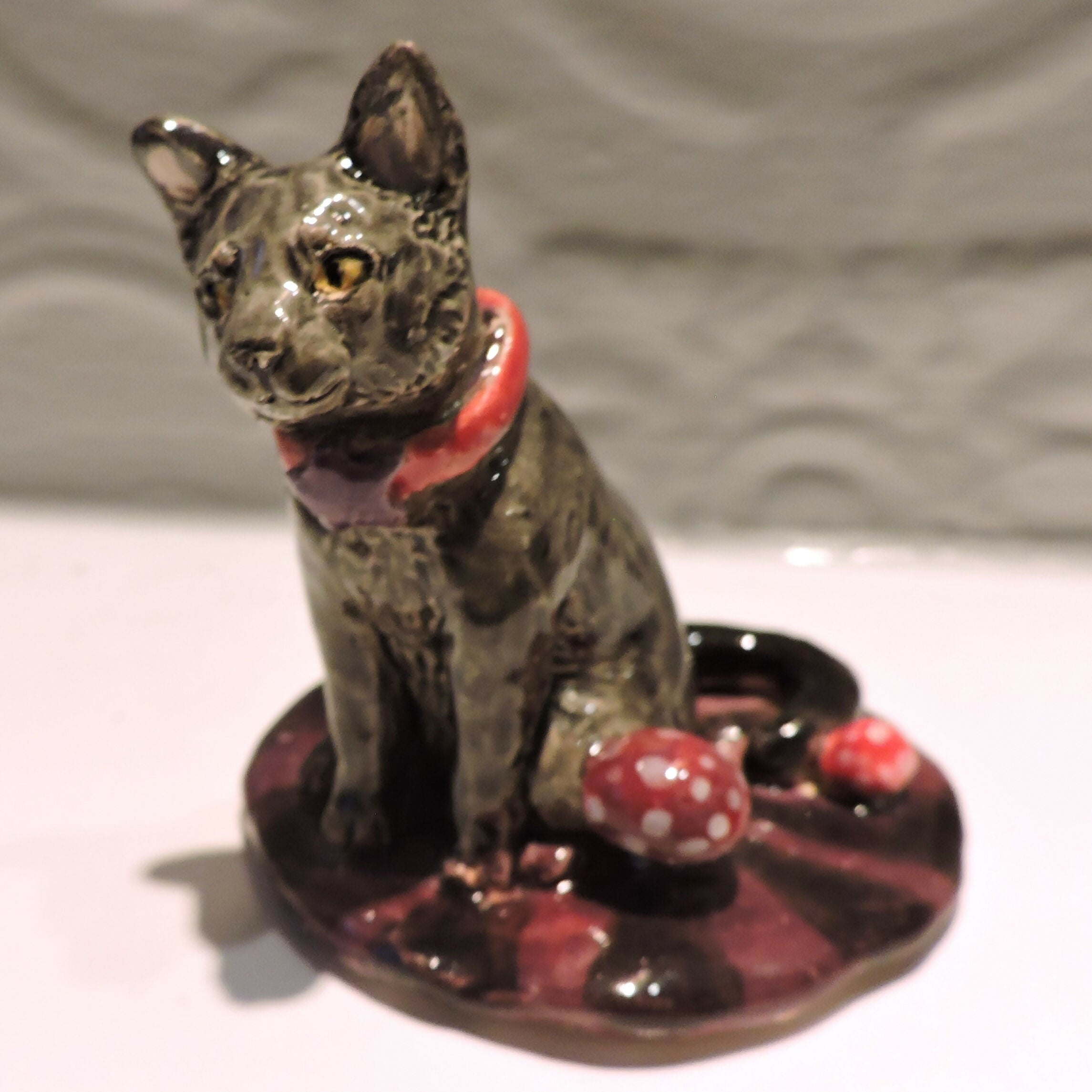 Ceramic Witches cat sculpture