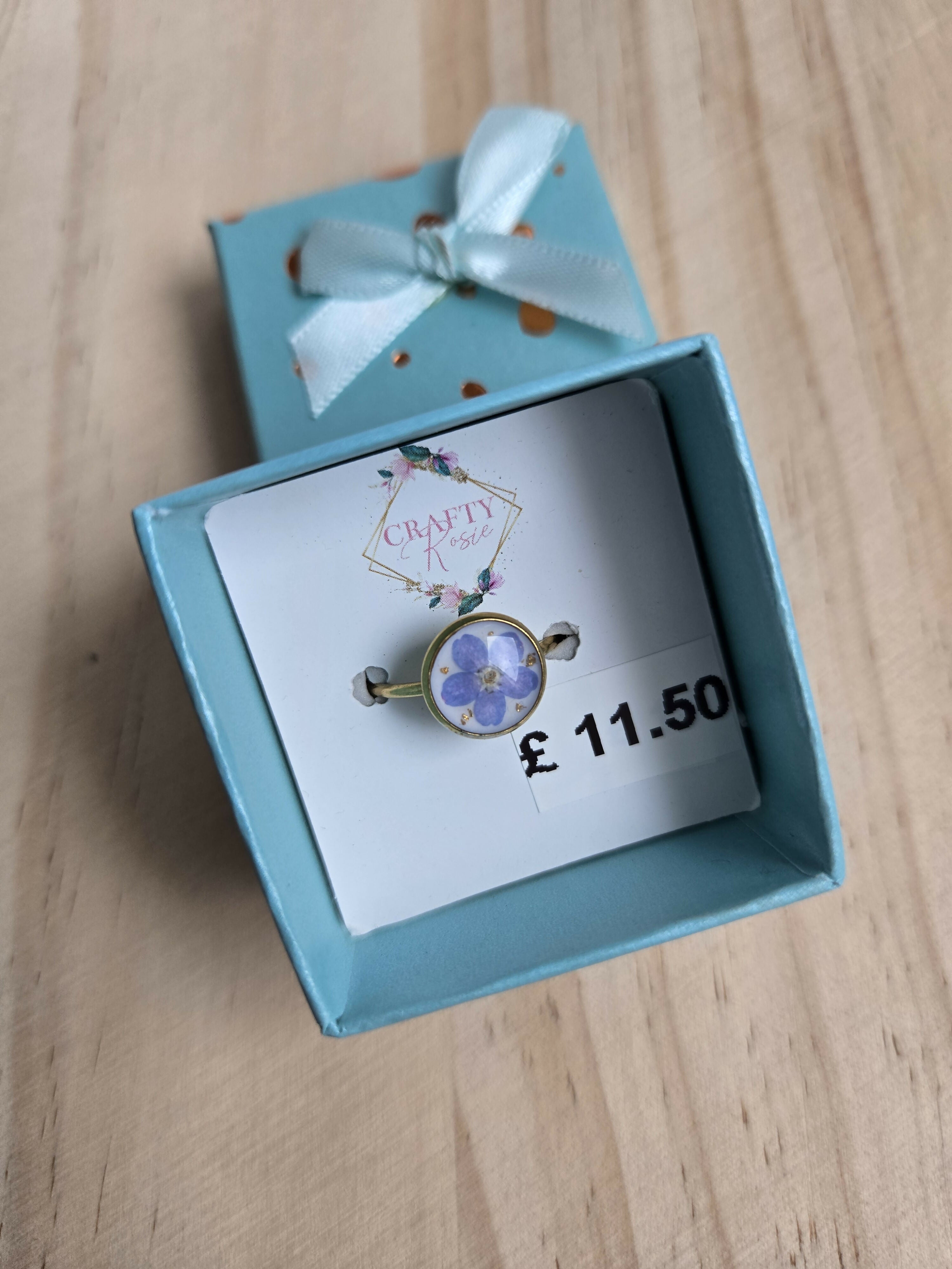 Stainless Steel Real Forget Me Not flower Ring
