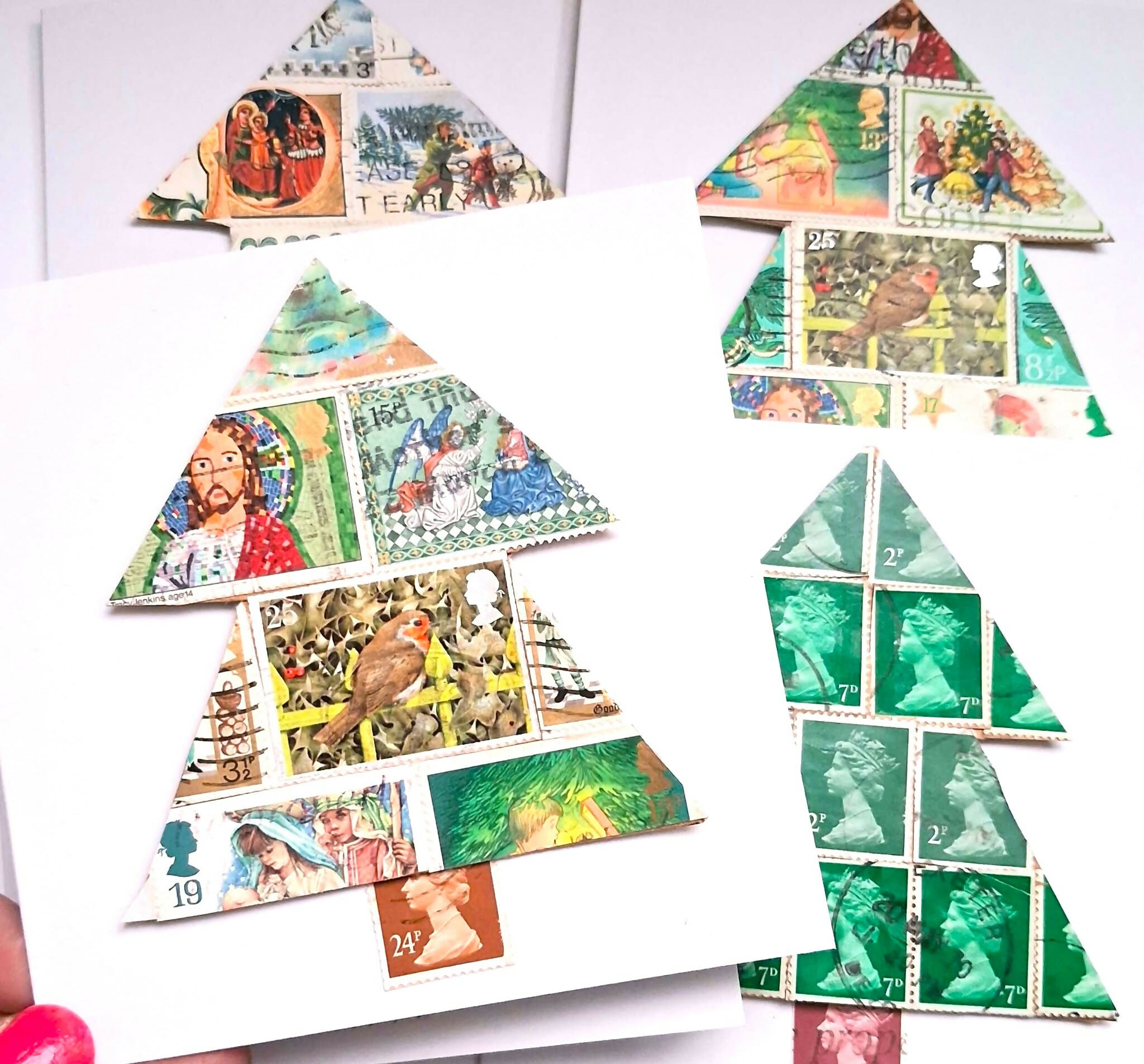 Postage Stamp Christmas Tree Card