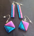 Fused Dichroic Glass Earrings in Pink and Blue with Sterling Silver Hooks