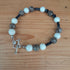 Tibetan Silver Toggle Bracelet with Howlite, Coffee Snowflake Jasper and Faceted Navy Goldstone.