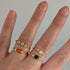 SIZE LARGE Semi Precious Bead Gold Plated Wire Rings in a Choice of Colours