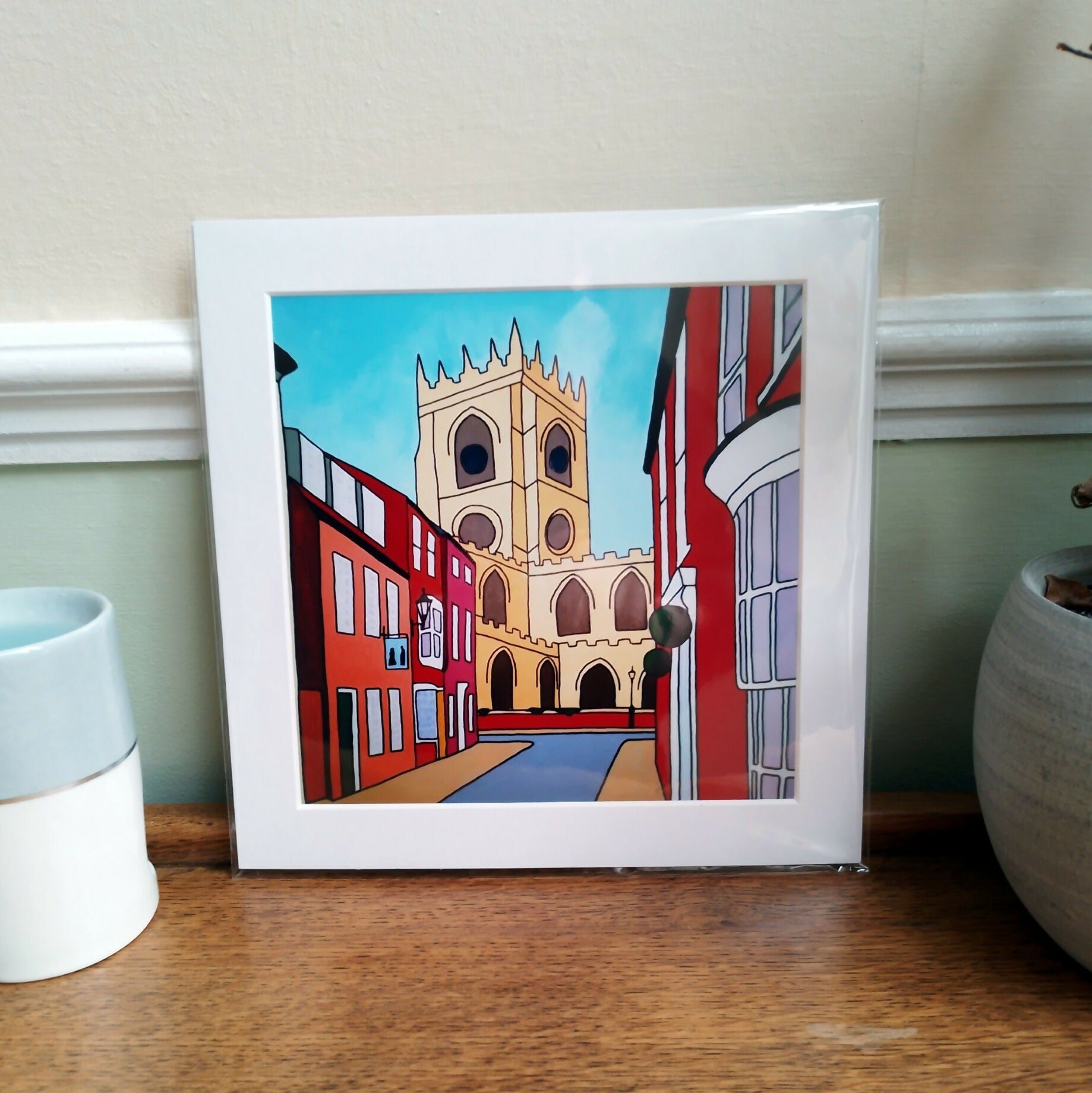 Mounted print "St. Mary's from Ladygate, Beverley"