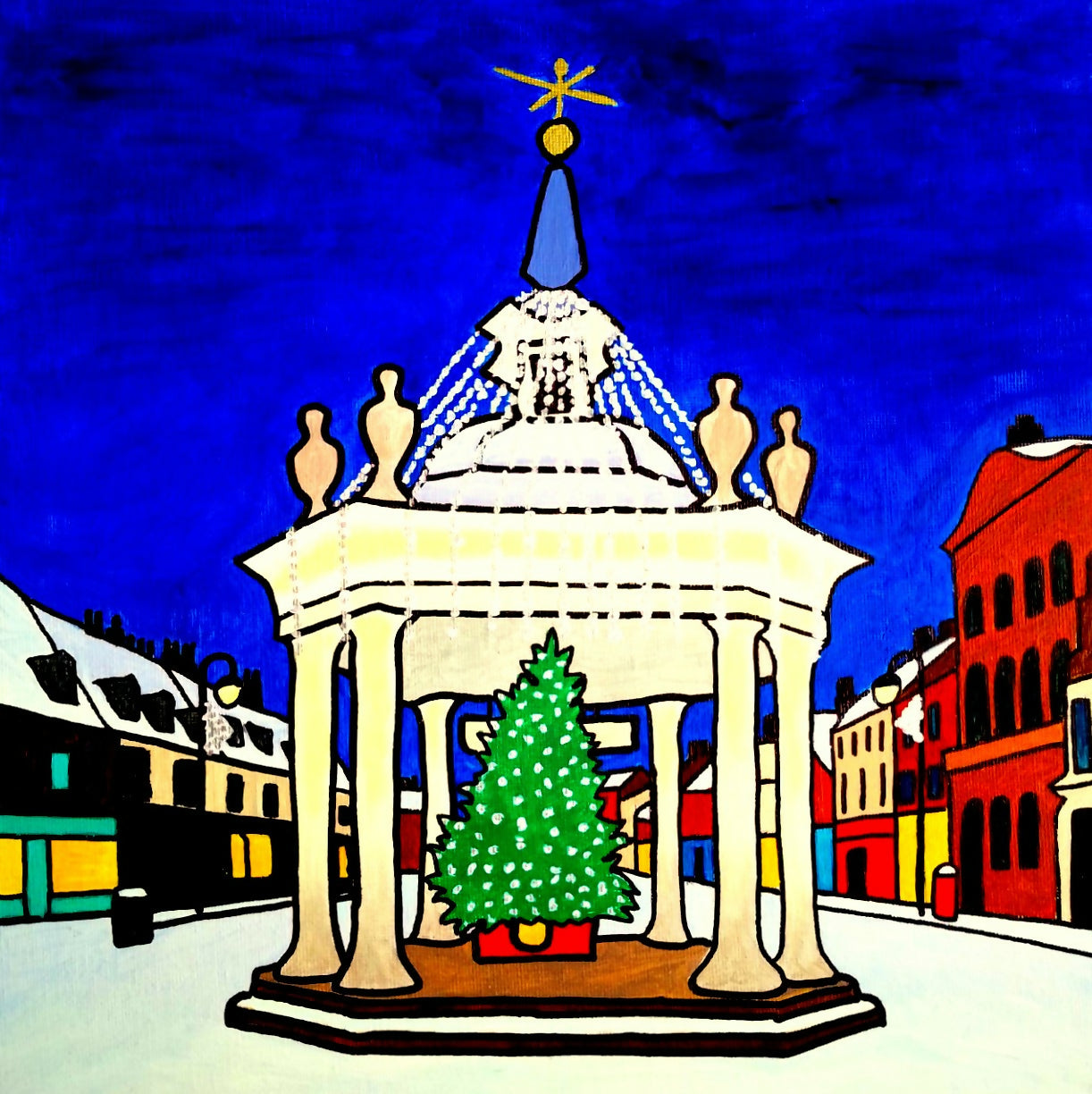 Mounted Print - "Festive Market Cross, Beverley"
