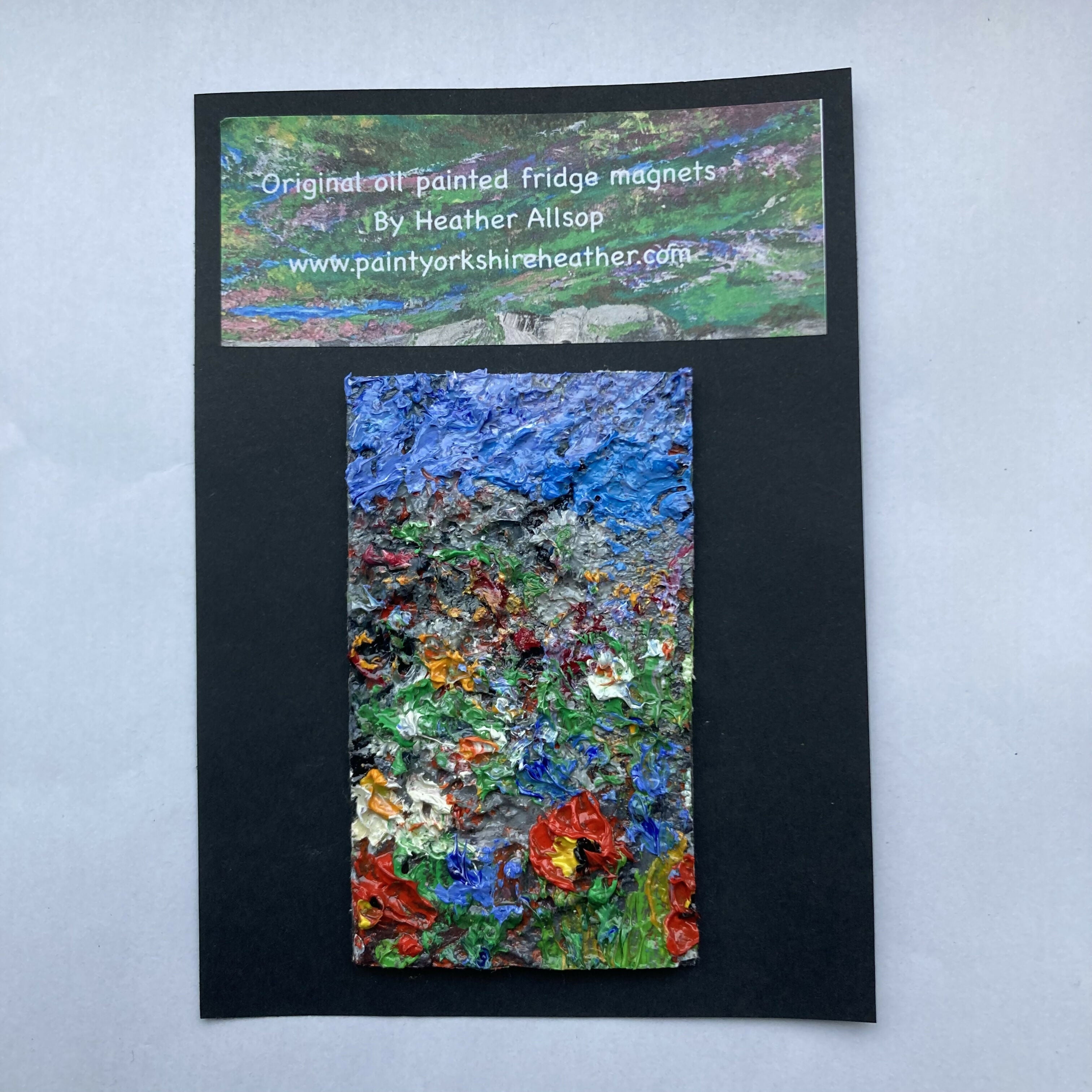 Wildflowers - Original Oil Painting Mini Canvas Fridge Magnet