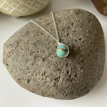 Turquoise Drop Necklace, Sterling Silver