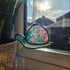 Textured Iridescent Green-Blue Snail Stained Glass Suncatcher