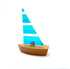 Emerald Green/Peacock Blue Fused Glass Sailing Boat On Solid Oak Base (Medium)