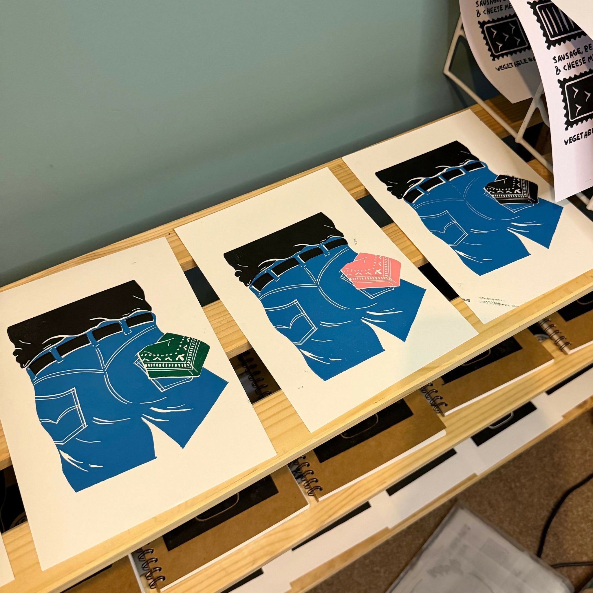 Original Lino Print 'Hanky Code'