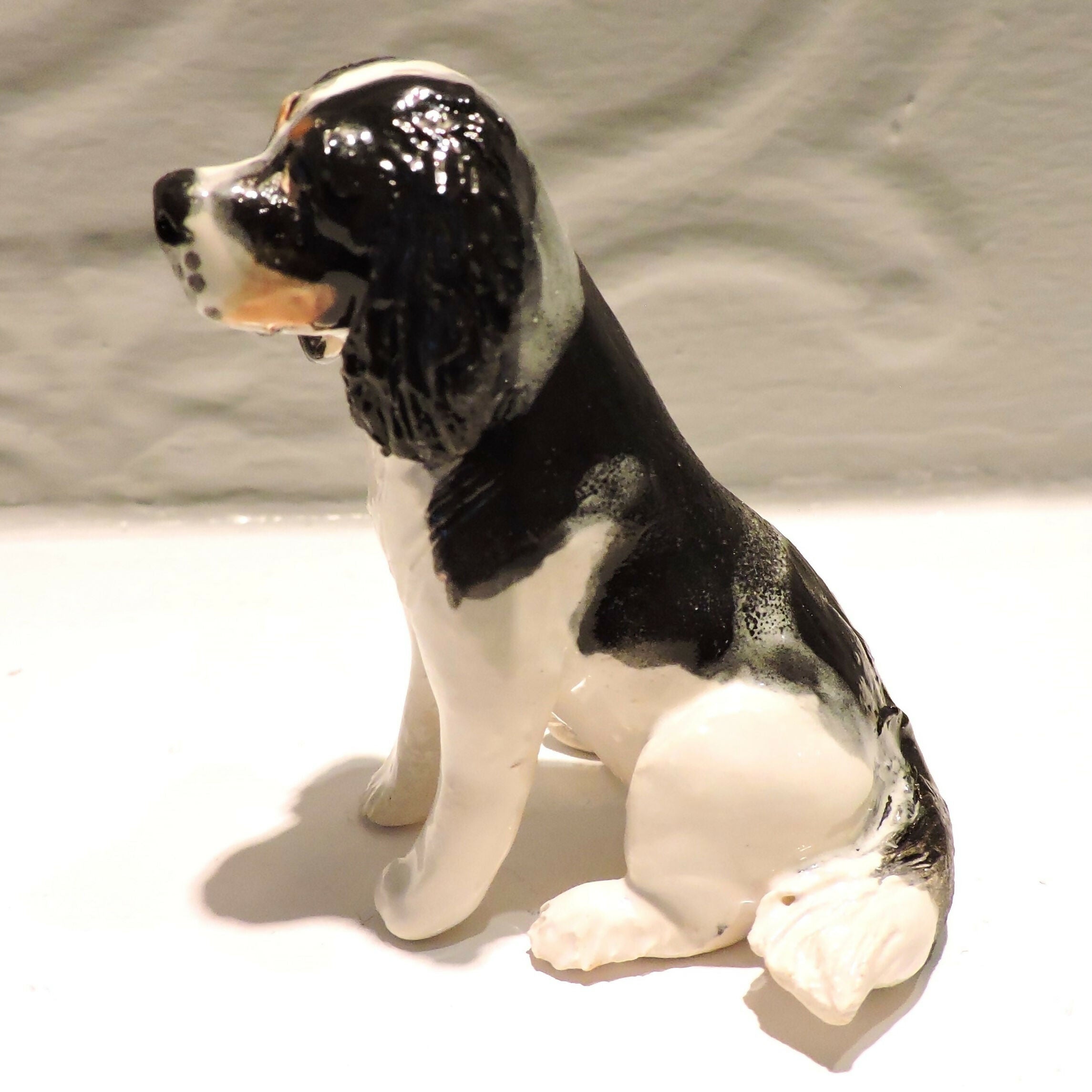 Ceramic cavalier king charles spaniel dog sculpture