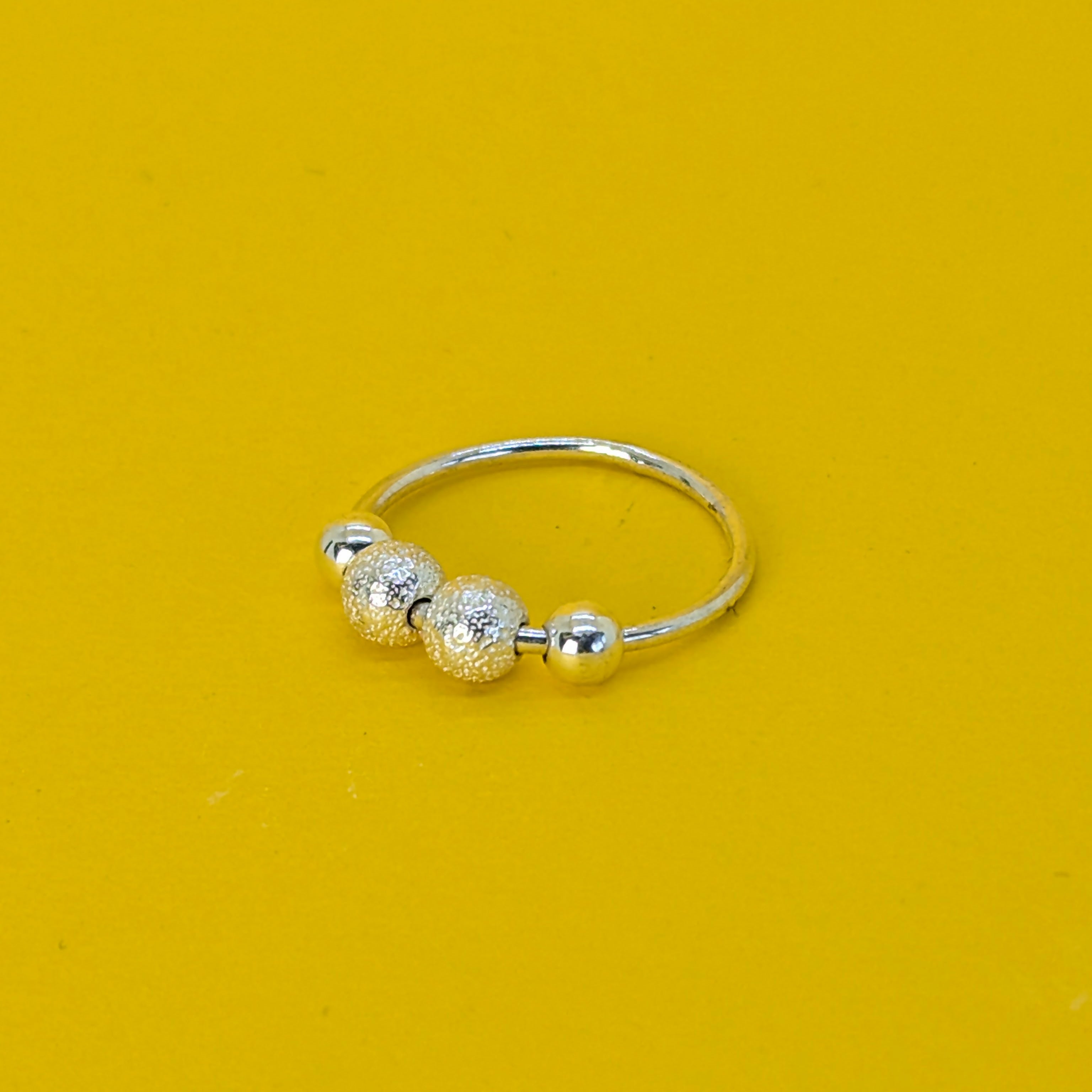 ‘Sparkle’ Sterling Silver Sparkle Bead Fidget Ring