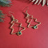 Christmas Tree Brass Wire Earrings; Jade Citrine Crystal Gold Handmade Festive Earrings