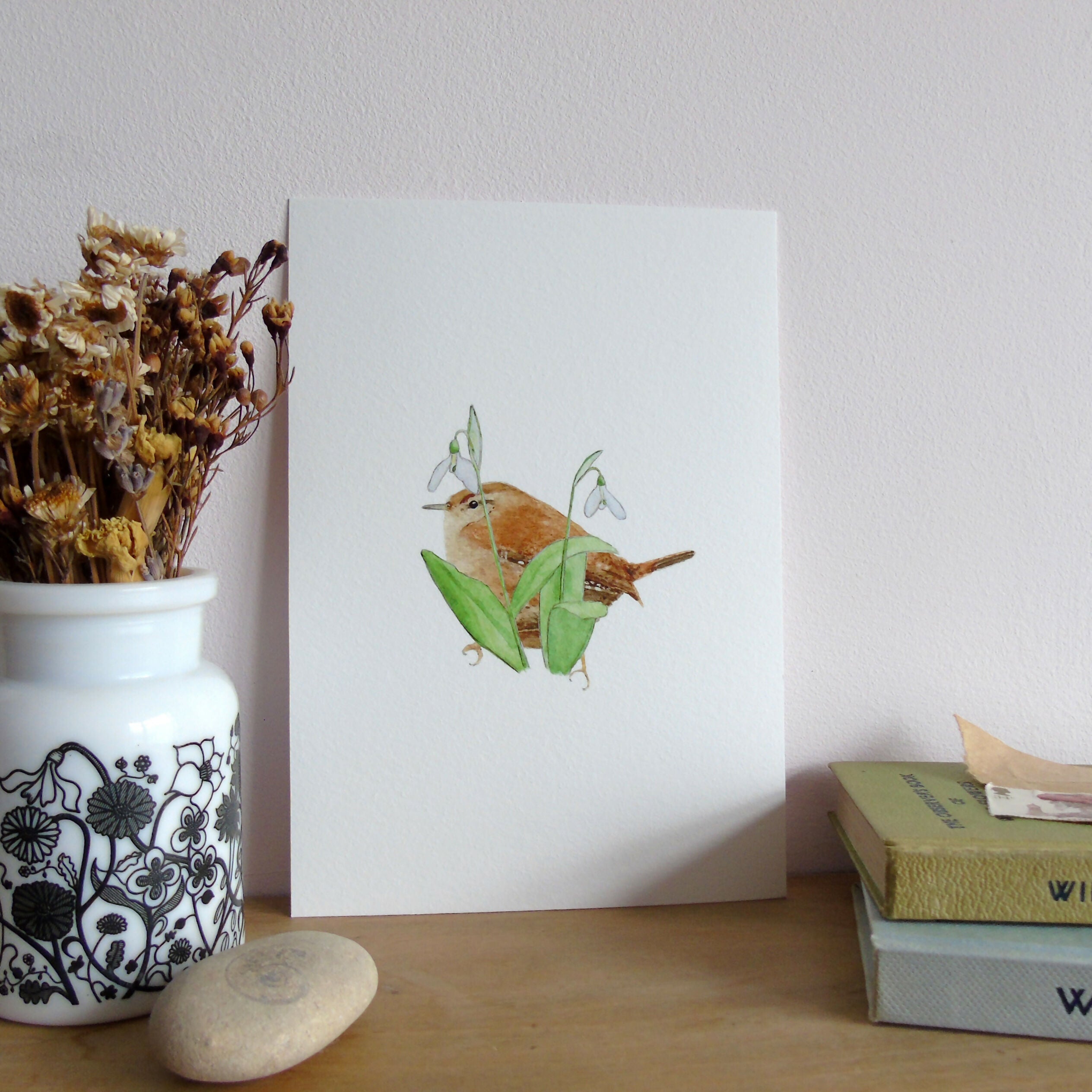 Wren and Snowdrops Giclee Print