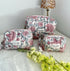 Quilted Toiletry Bag Cream with Pink Floral Design