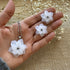 Translucent White Flower Drop Earrings with Silver Bead Centre