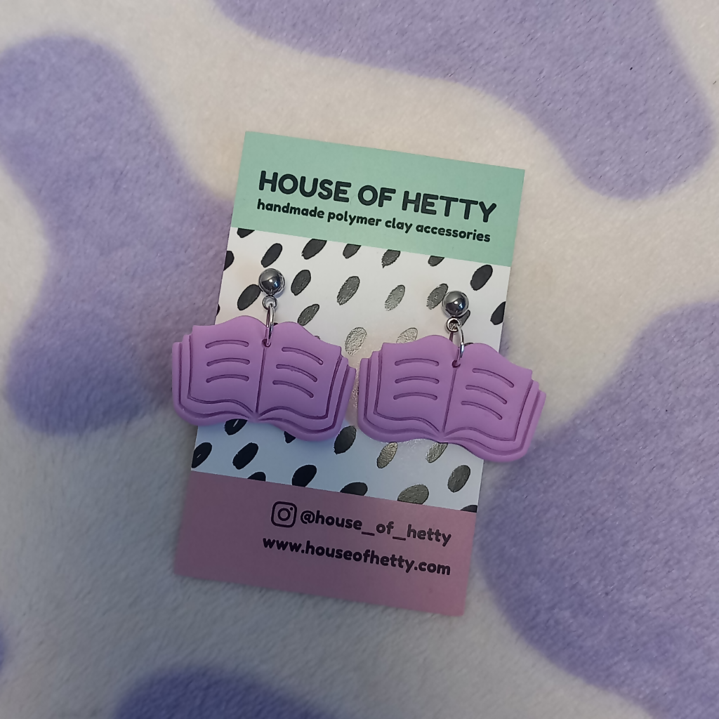 Open Book Polymer Clay Earrings