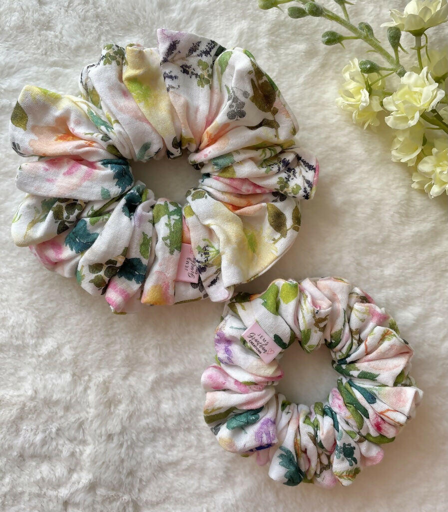 Floral Linen Scrunchies
