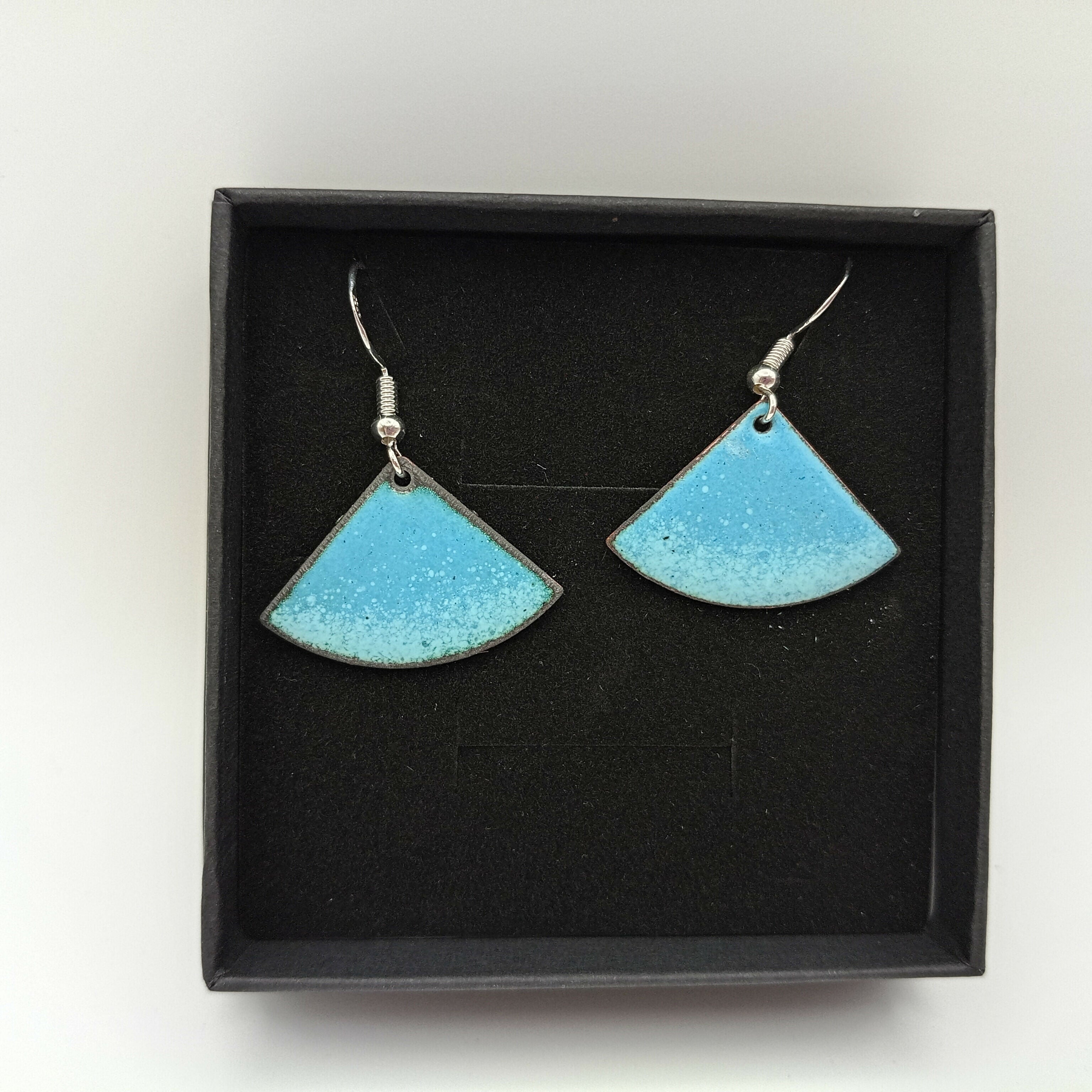 Blue Enamel Fan Earrings