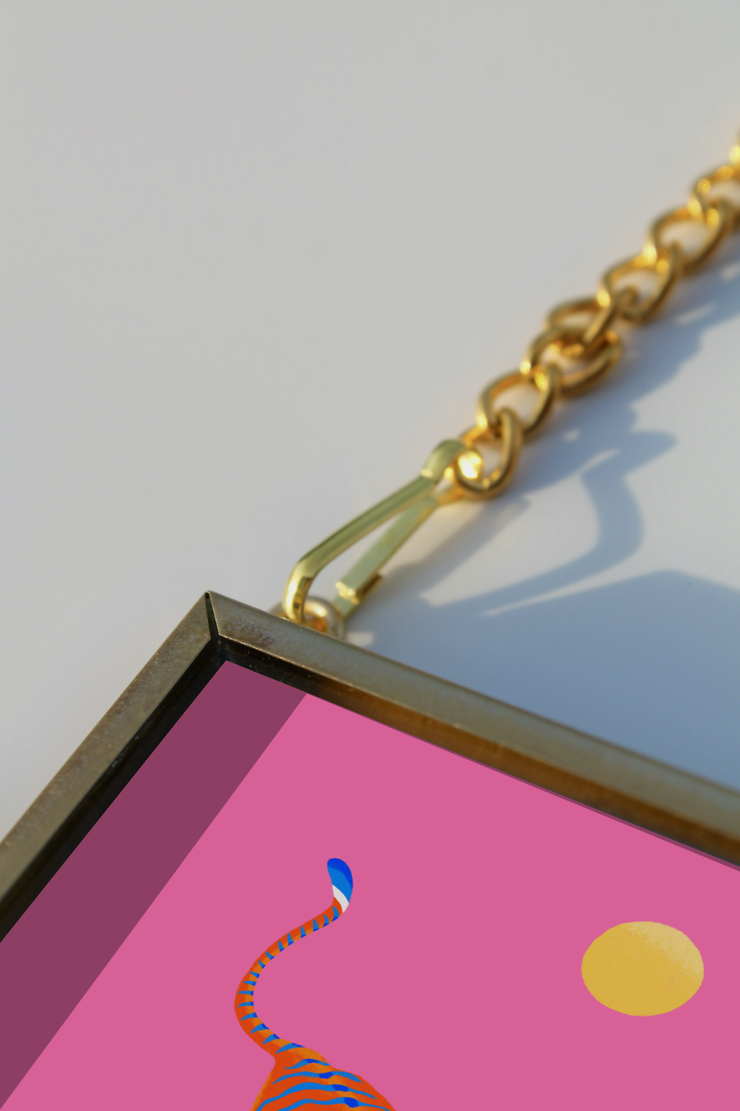 Gold Glass Mini Framed Tiger Art
