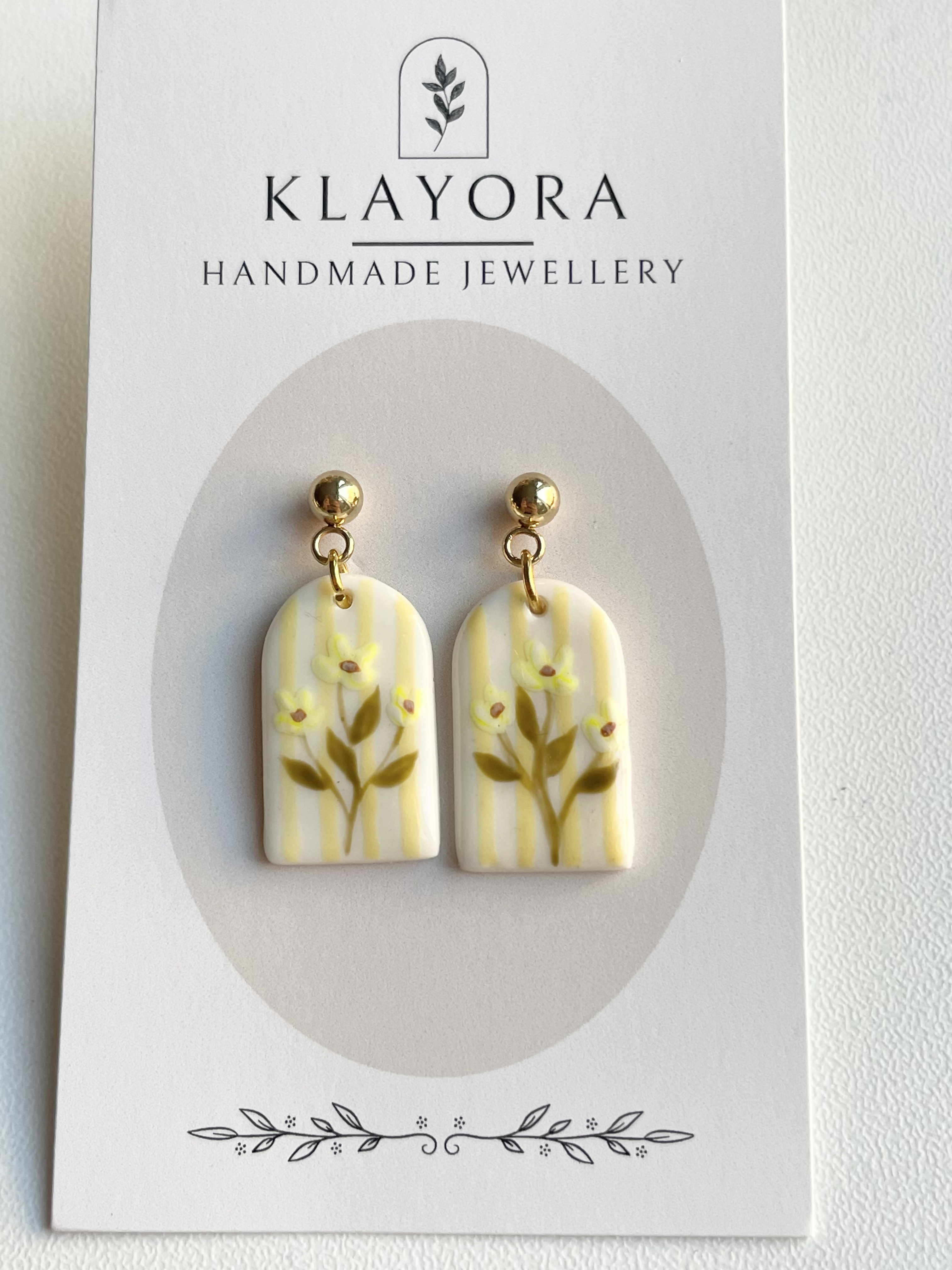 Polymer Clay Earrings With Gold Plated Fastenings