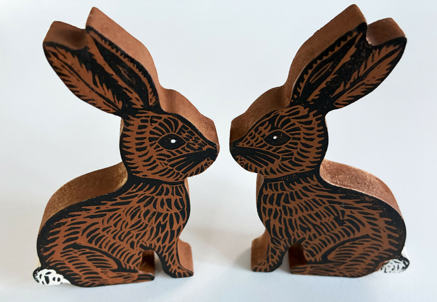 Hand-printed Wooden Brown Rabbit Ornament